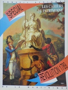 tanlistwa, couverture représentant une peinture allégorie de la révolution avec une statue et à ses pieds deux hommes noirs de dos tournés vers elle, sur le côté un homme blanc leur désignant la statue de la main.